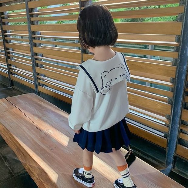 Bộ Quần Áo Cổ Thủy Thủ Kiểu Hoạt Hình Gấu Đáng Yêu Thời Trang Hàn Quốc Cho Bé