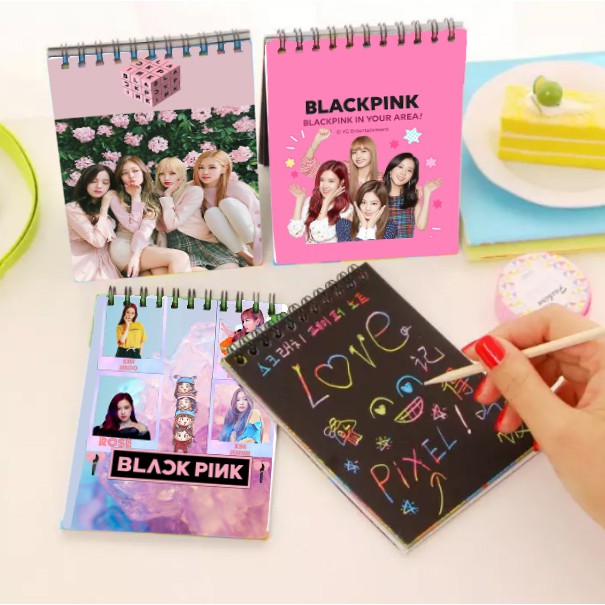 Sổ cào vẽ blackpink giấy đen SC31 blink 14cm *10 cm sổ cào cute dễ thương