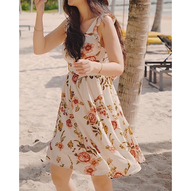 Đầm hoa hở lưng Ruchan + 2,5% phi shopee
