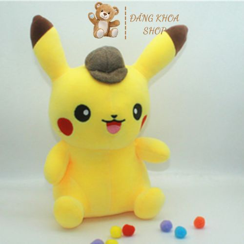 Thú Nhồi Bông Hình Pikachu Đội Mũ - Gấu Bông Pikachu Đội Mũ Dễ Thương