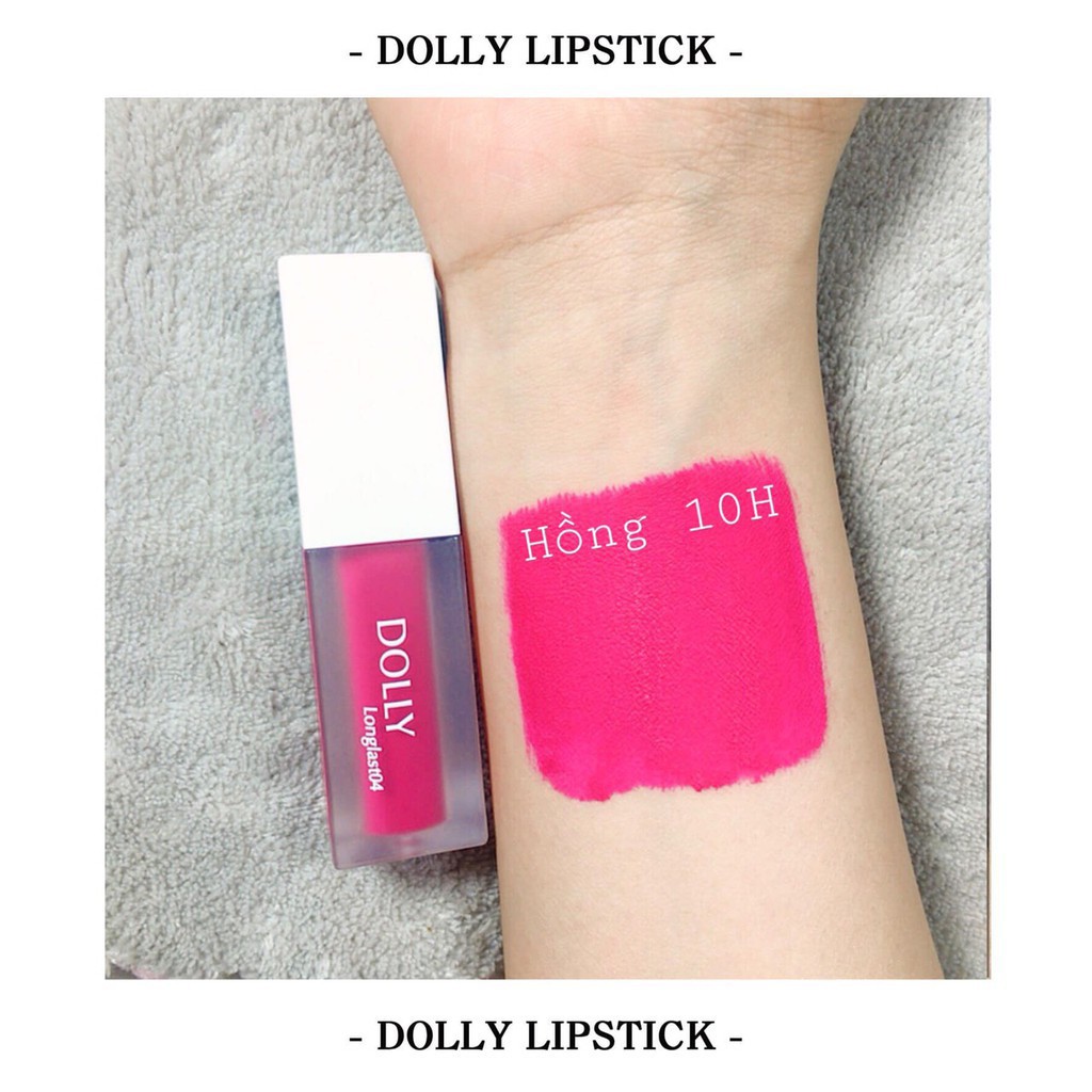 Dolly Longlast [Hồng Hoa Mười Giờ] - Son Kem Lì Dolly không chì mềm môi Màu Hồng Hoa 10 Giờ