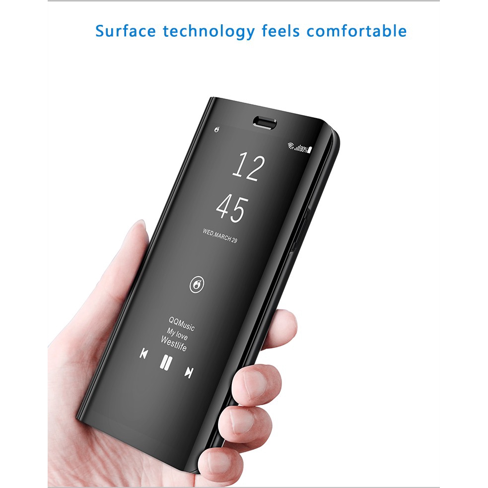 Bao da điện thoại màu trơn tráng gương sang trọng cho Samsung Galaxy A50 A40 A70 A30 A20 A60 A10 A50s A30s A80