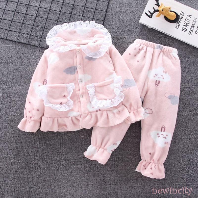Bộ đồ ngủ tay dài phong cách Hàn Quốc dễ thương cho bé gái