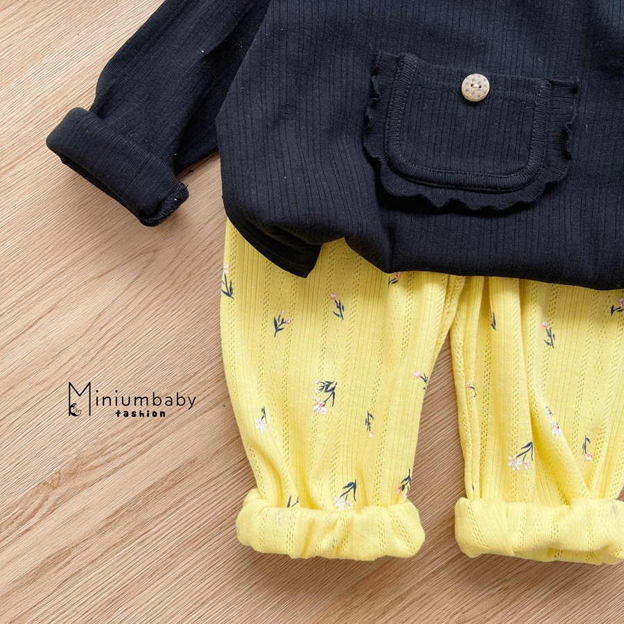 Bộ đồ dài tay quần dài thu đông hoa cúc cho bé gái chất liệu 100% cotton, set quần áo trẻ em miniumbabyfashion SB1284
