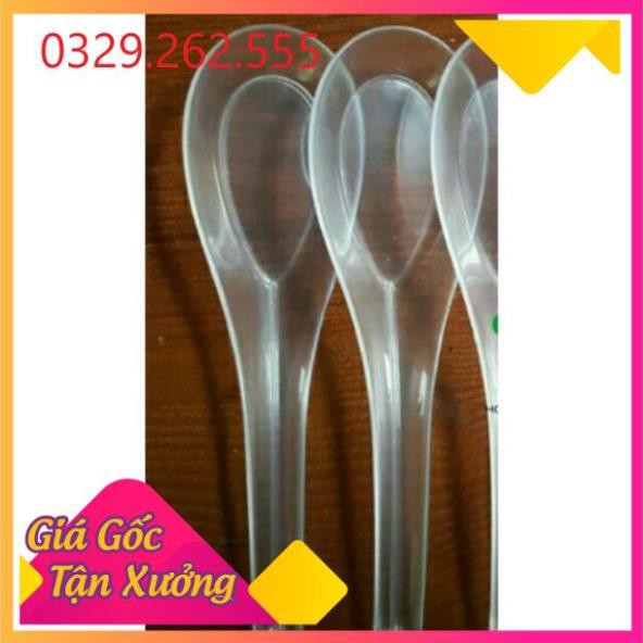 (Sale Khủng)  Set 100 Thìa nhựa ngắn 1 lần thìa ăn xôi