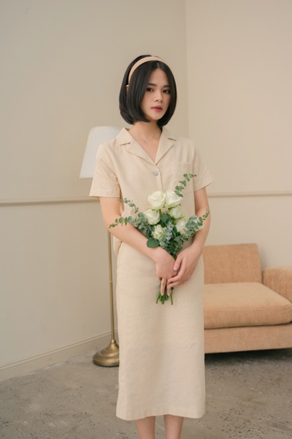 Set áo + chân váy Aimée ( màu beige, màu xanh than, trắng)