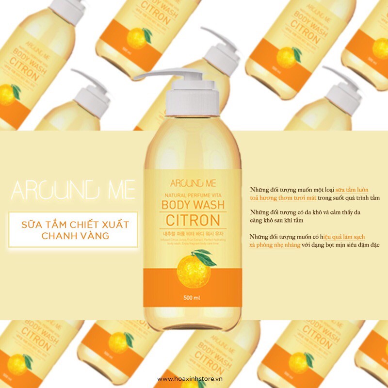 Sữa Tắm AROUND ME Hương Nước Hoa Dưỡng Ẩm Cơ Thể 500ml/chai