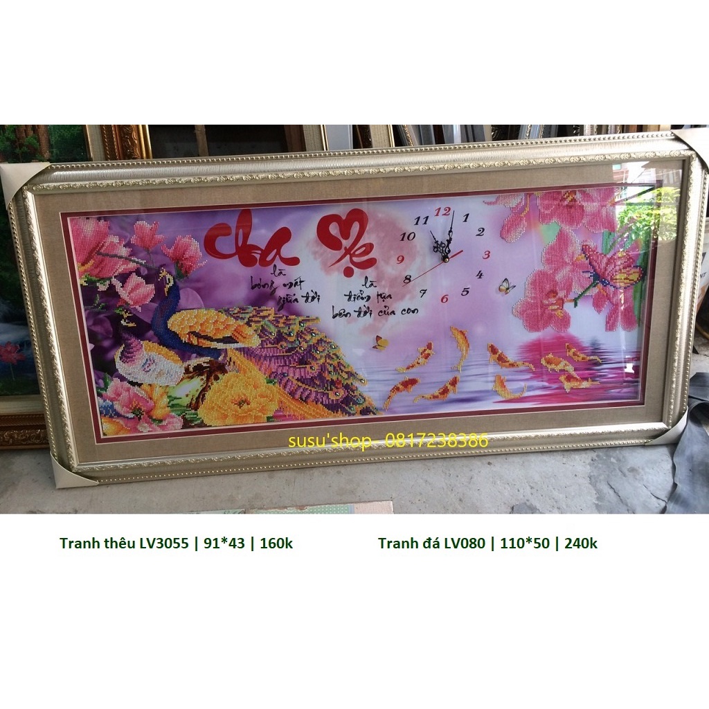 Tranh đính đá cha mẹ LV080 (110 x 50 cm)