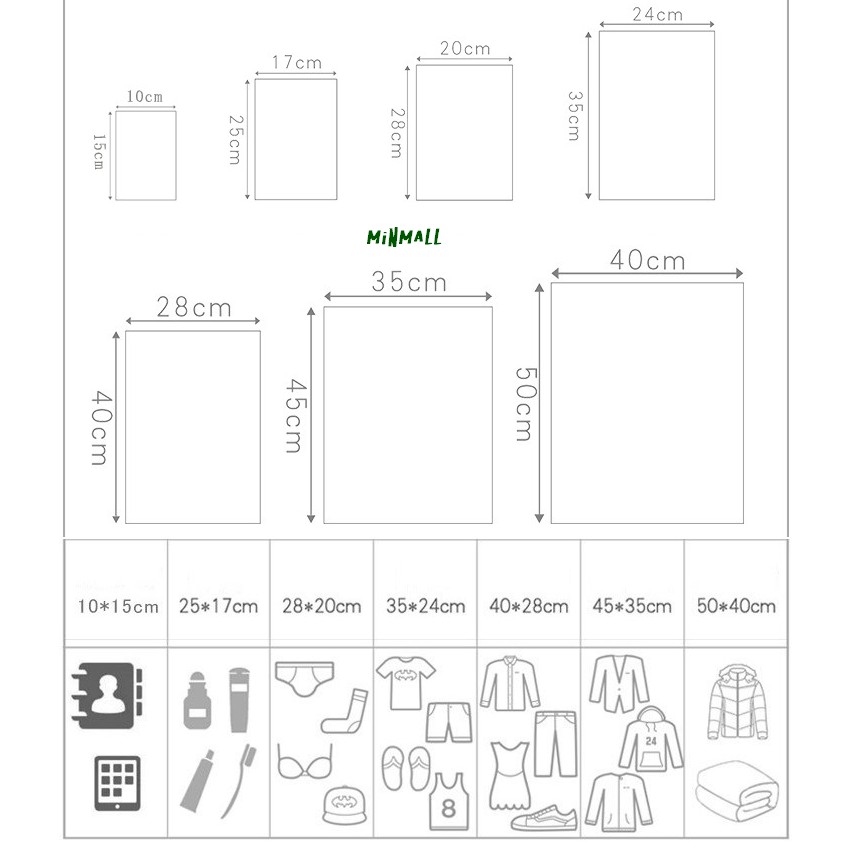 Túi zip đựng mỹ phẩm/ giày dép / quần áo đủ Size chống thấm nước #C515