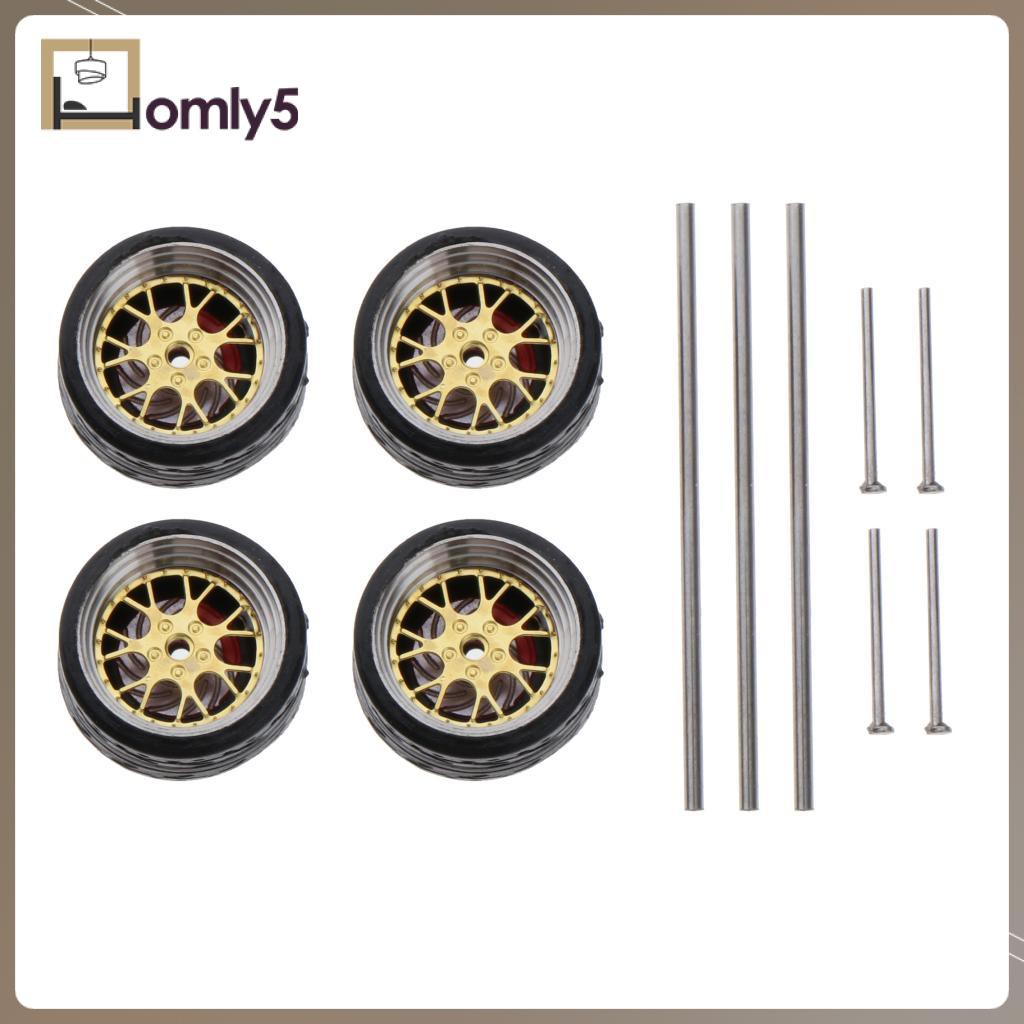 Bộ 4 bánh xe cao su tỉ lệ 1 / 64 cho xe ô tô đồ chơi điều khiển từ xa