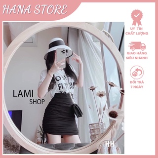 [ Hana ] Sét Áo In Chữ Kèm Chân Váy Rút Dây 2 Bên Năng Động Trẻ Trung Siêu Xinh , Phù Hợp Dạo Phố