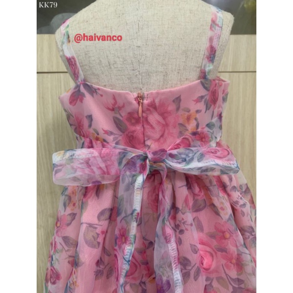 Đầm váy voan tơ dài bé gái dễ thương mềm mại dáng xòe hoa nhí Haivanco mềm mại thoáng mát bé gái 2 đến 10 tuổi đi tiệc