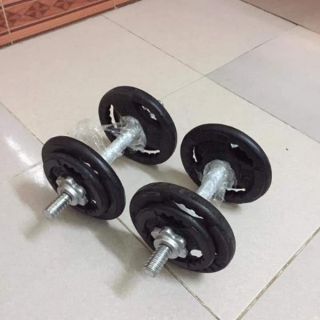 Combo 4 bánh tạ 2kg, 4 bánh tạ 1kg và 2 đòn tay ngắn 35cm