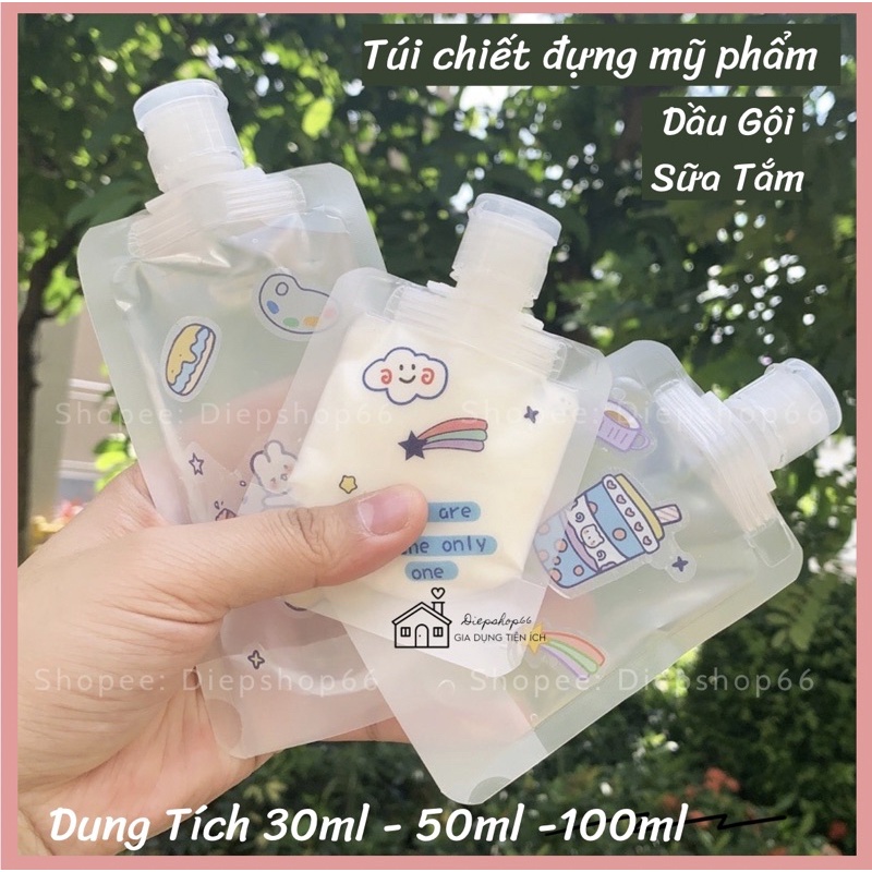 Chai chiết mỹ phẩm -dầu gội sữa tắm SALE Túi đựng mỹ phẩm -du lịch trong suốt mini chống 30ml/ 50ml/ 100ml