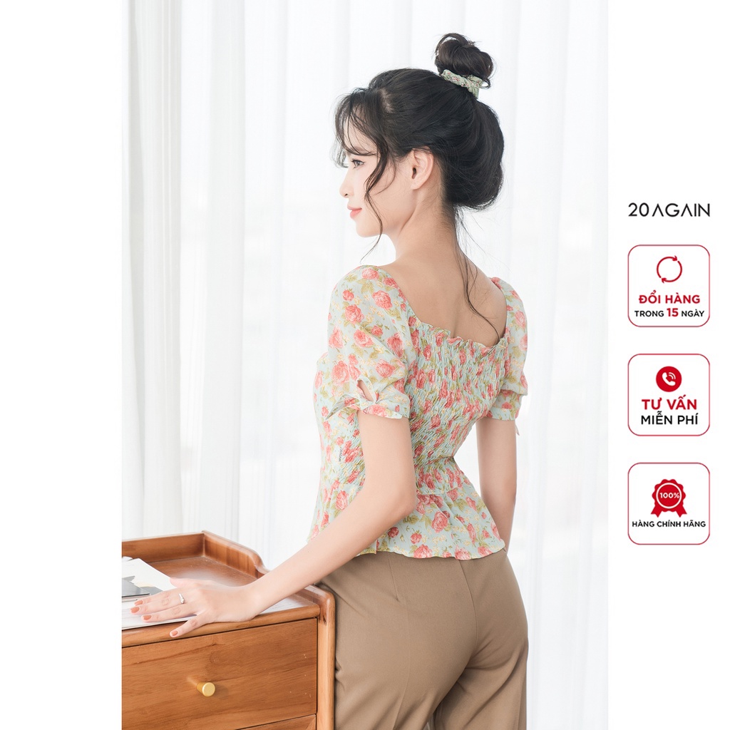 Áo sơ mi ngắn tay cúc bọc 20Again, thiết kế độc đáo, sành điệu ASA0078