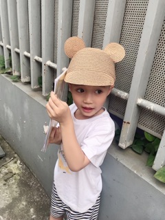 Mũ cói tai gấu