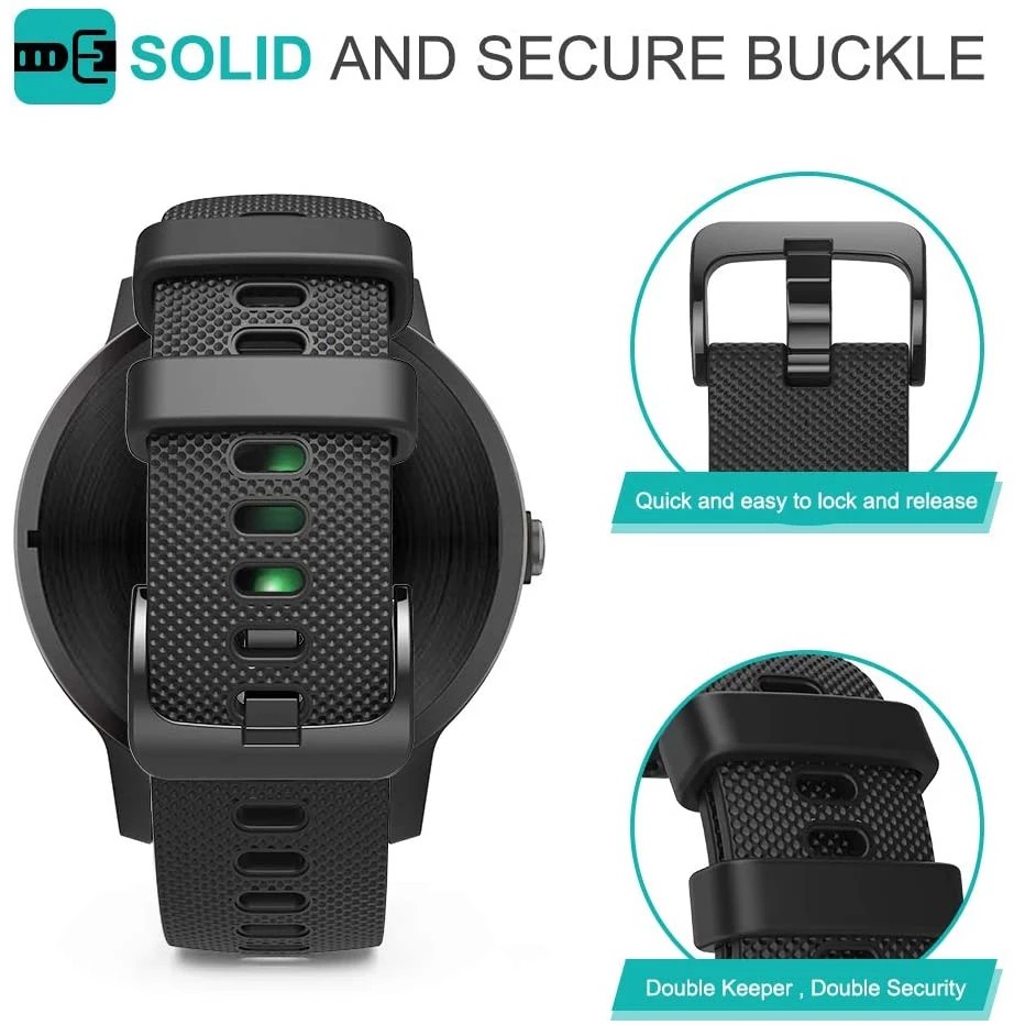 Dây Đeo Silicon 18 20 22mm Cho Garmin Forerunner 255 255S 955 745 245M Venu 2S 2 Plus SQ Vivoactive 3 4 4S