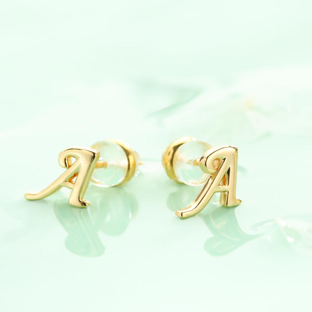 Bông Tai Mạ Vàng 18K Hình Chữ Cái Sang Trọng Kat1|Bông Tai Mạ Vàng Thời Trang Cá Tính
