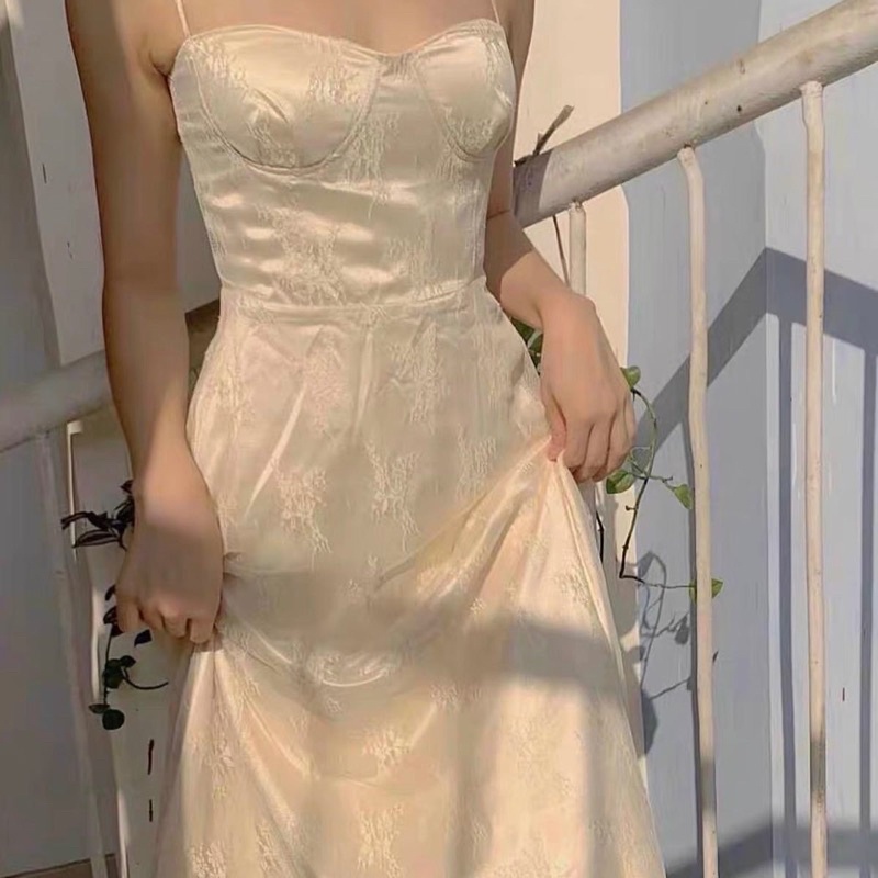 Đầm Hai Dây Dáng Dài Thời Trang Mùa Hè phong cách pháp