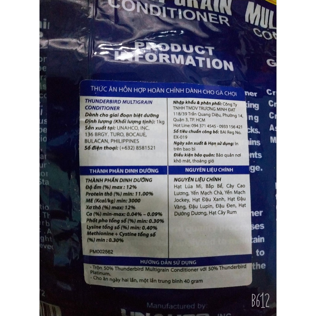 Ngũ cốc gà đá XANH Thunderbird - 1KG