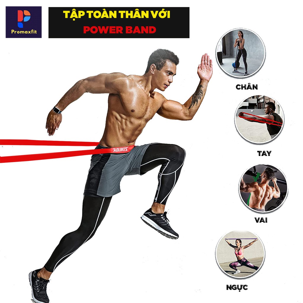 Dây kháng lực tập gym power band đàn hồi cao su tập tay chân mông vai đùi nam nữ