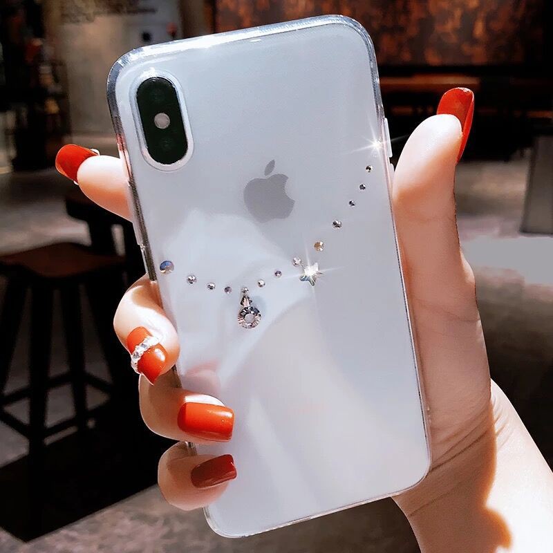 Thời Trang Ốp Điện Thoại Mềm Trong Suốt Đính Đá Lấp Lánh Cho Iphone 11 Pro X Xr Xs Max 12 5 5s Se 6 6s 7 8 Plus