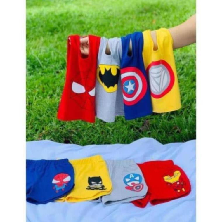 Bộ Ba Lỗ Siêu Nhân Cotton Thun Lạnh Mềm Mịn Mát Cho Bé Trai