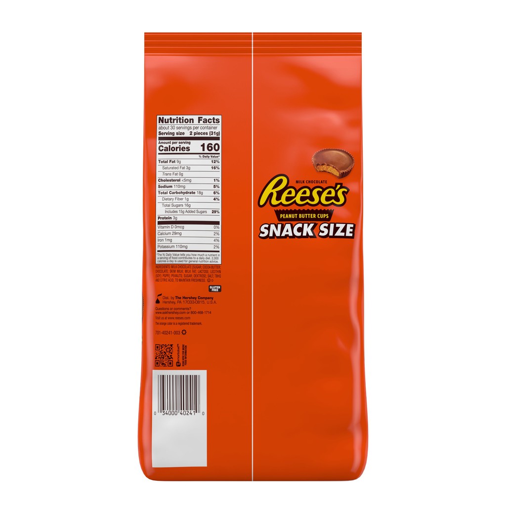 Socola Reese's Peanut Butter Cups Candy Snack size 60 viên