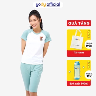 Bộ đồ nữ YODY mặc nhà quần đùi chất cotton thoải mái thoáng mát - BDN5104