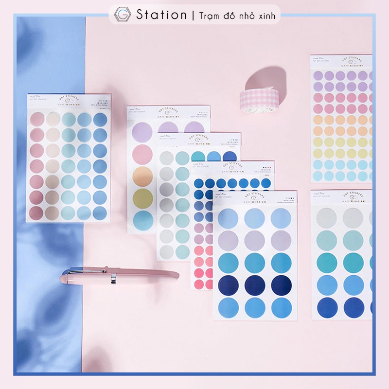 Combo 03 miếng 110 dot sticker dán sổ trang trí DIY chấm tròn - VP024
