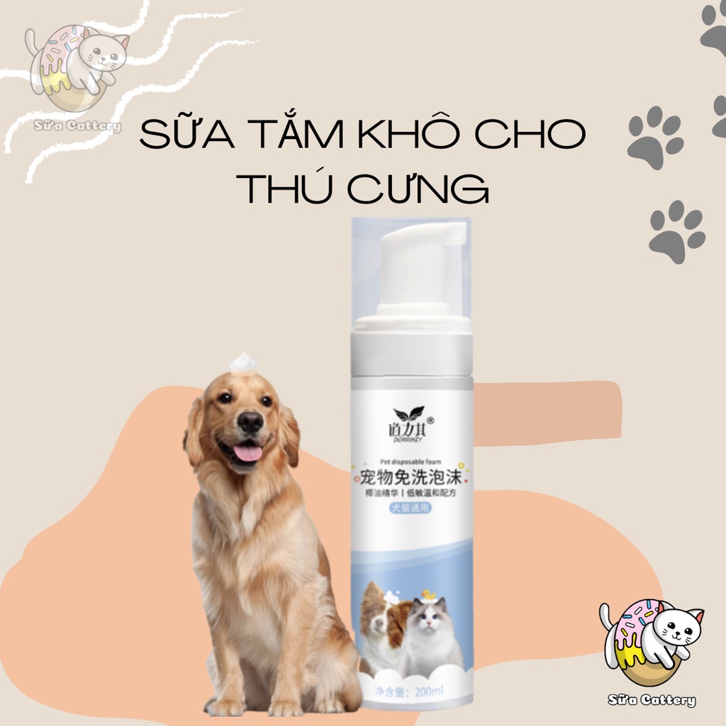 Sữa tắm khô cho chó mèo cao cấp, làm sạch vết bẩn, khô nhanh chóng và khử mùi hôi cho chó mèo