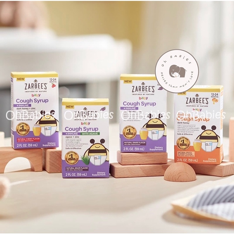 Siro ho + tăng đề kháng Zarbee's Cough Syrup Immune &amp; ZinC cho bé từ 6m+ - Hàng Mĩ [OH BABIES]