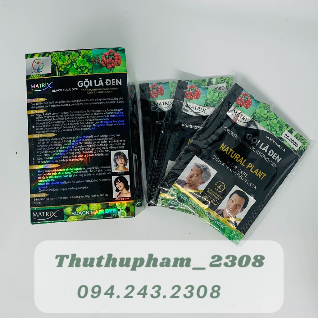 Nhuộm tóc Matrix Natural Plant 25ml gội là đen