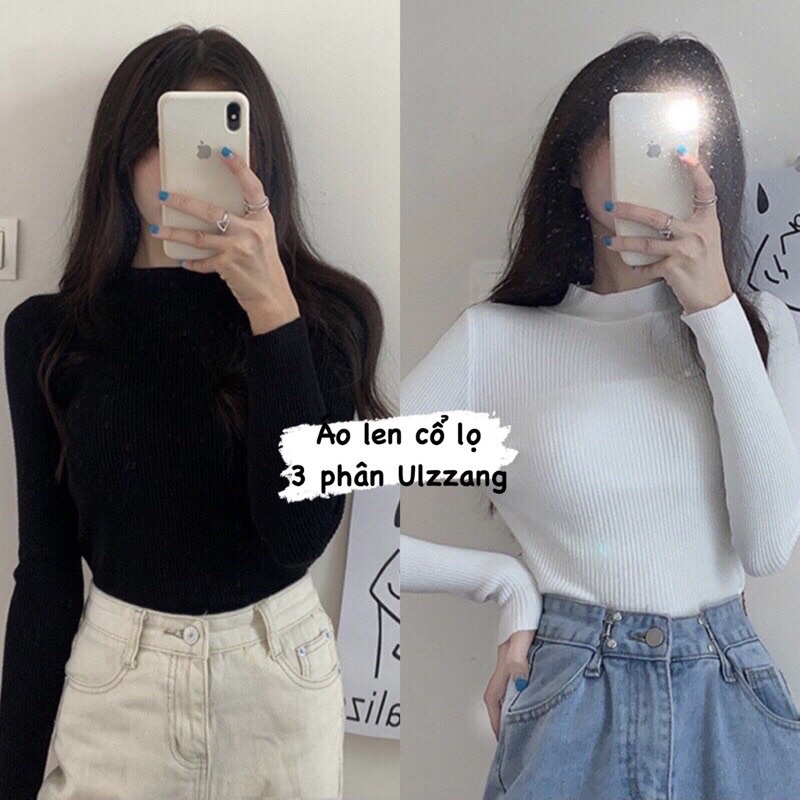 (Ảnh thật/Sẵn) Áo len tăm dài tay giữ nhiệt cổ 3 phân - Áo len tăm cổ 3 phân | BigBuy360 - bigbuy360.vn
