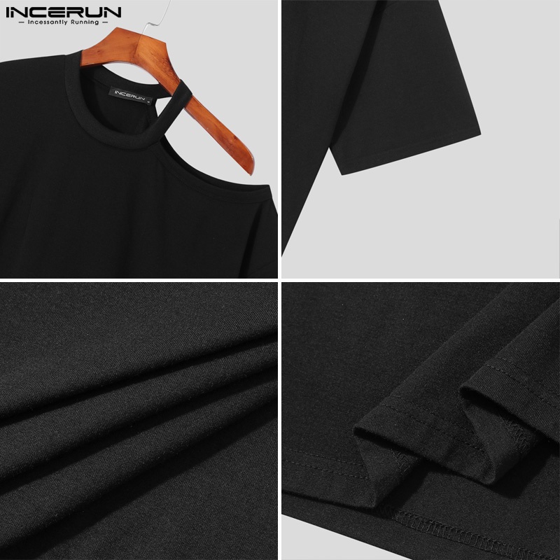 Áo thun INCERUN tay lửng khoét vai thời trang dành cho nam