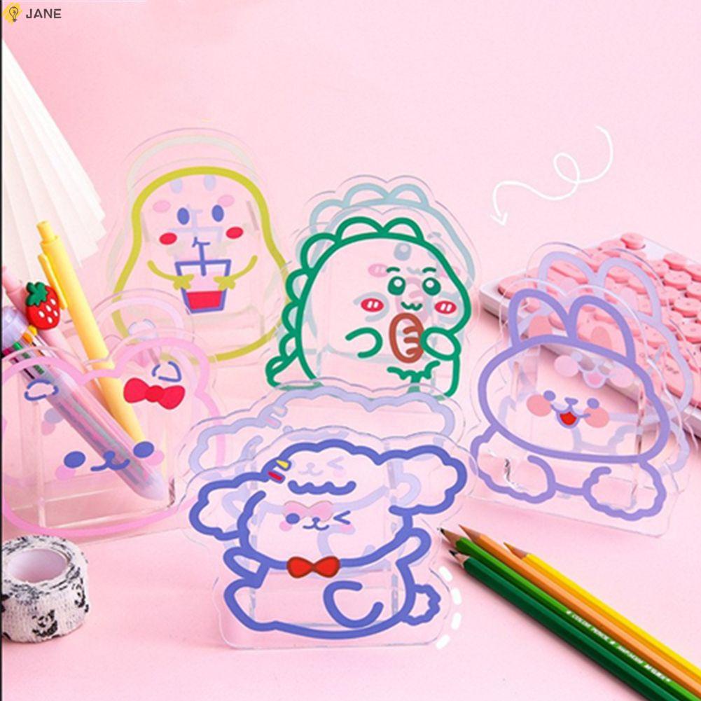 Lọ Cắm Bút Bằng Acrylic Họa Tiết Hoạt Hình Dễ Thương Đa Năng