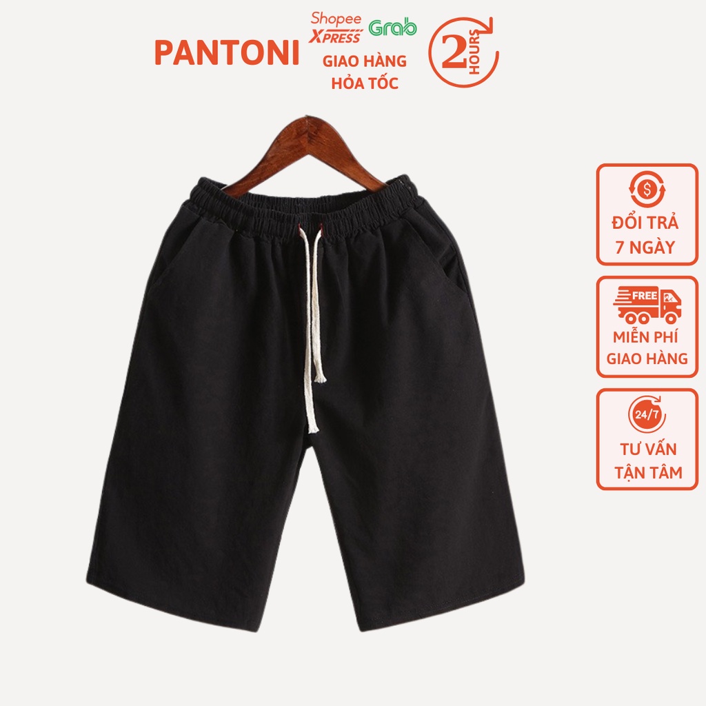 Quần short đũi nam Pantoni chất đũi mềm mát, quần ngố nam chuẩn form cạp chun dây rút(SD79)