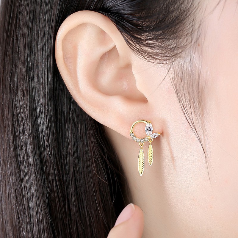 Bông Tai Bạc S925 Hoa Lá Mùa Xuân Dễ Thương | Khuyên Tai Nữ Trang Sức Bạc Thời Trang