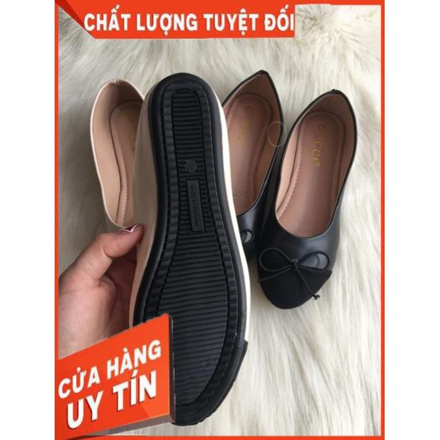 [FreeShip – Thanh lí 1 ngày] Giày Bệt Pha Màu Đính Nơ Nhỏ - Ảnh Thật