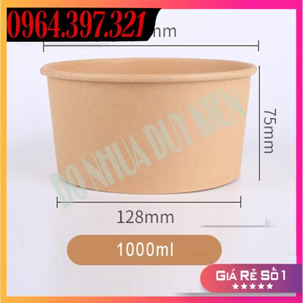 COMBO 50 TÔ, BÁT GIẤY Size 500 ML,750 ML, 1000 ML KÈM NẮP PET TRONG  Đựng Bông Lan - Phở - Cơm - Đồ Ăn Nóng