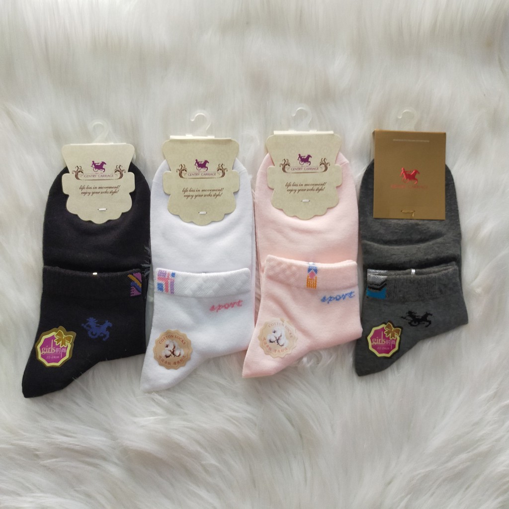 Vớ/tất nữ cổ cao trơn cao cấp Gentry Carriage chất cotton siêu co giãn thấm hút mồ hôi chống hôi chân thoáng khí