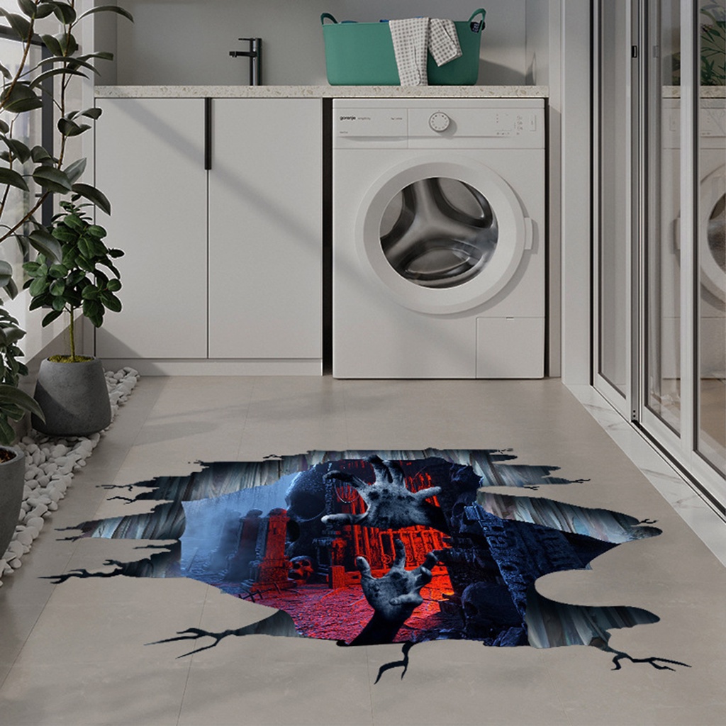 1 Set 2 Miếng Dán Sàn Nhà Hình Bàn Tay Gãy Trang Trí Halloween