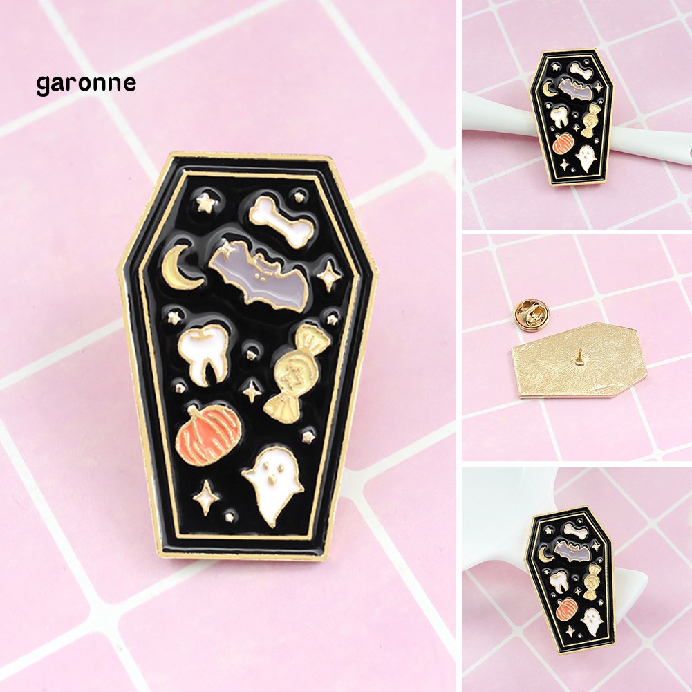 GA_Creative Coffin Enamel Brooch Pin Denim Jeans Badge Halloween Party Decoration