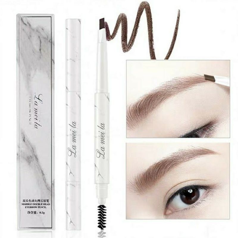 Bút chì kẻ mày Lameila Eyebrow Pencil 801,chì kẻ mày không thấm nước lâu trôi,thiết kế 2 đầu tiện lợi,đầu kẻ sắc nét