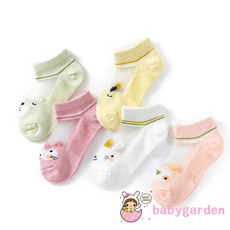 Bộ 5 đôi vớ cổ ngắn thoáng khí in họa tiết hoạt hình thời trang mùa hè cho bé 1-12 tuổi