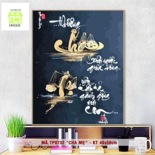 (Khung dày 2.5cm) Tranh số hóa về Tình Nghĩa Cha Mẹ size 40x50 đã căng khung và đầy đủ phụ kiện mã TP0732