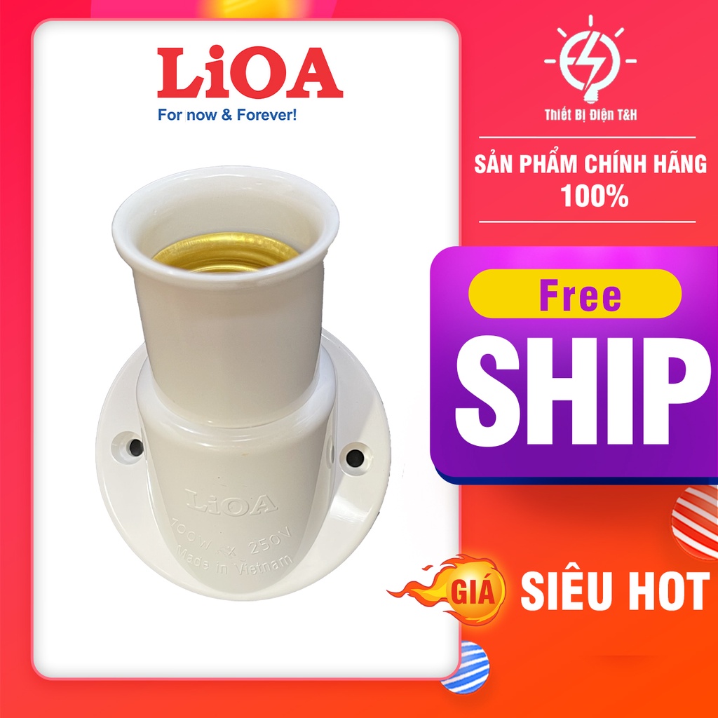 Đui đèn E27, gắn tường, chéo 45 độ vát gắn tường, LIOA, DDX45, Thiết Bị Điện T&H