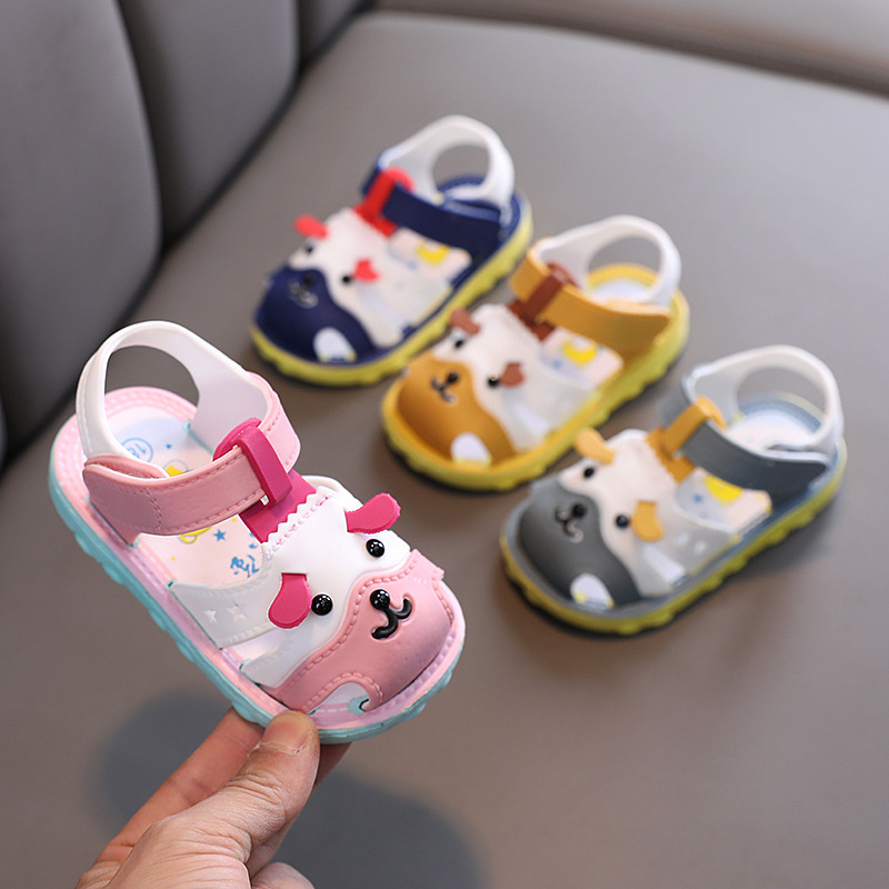 Giày sandal đế mềm chống trượt thoáng khí thiết kế quai dán thời trang thường ngày cho bé