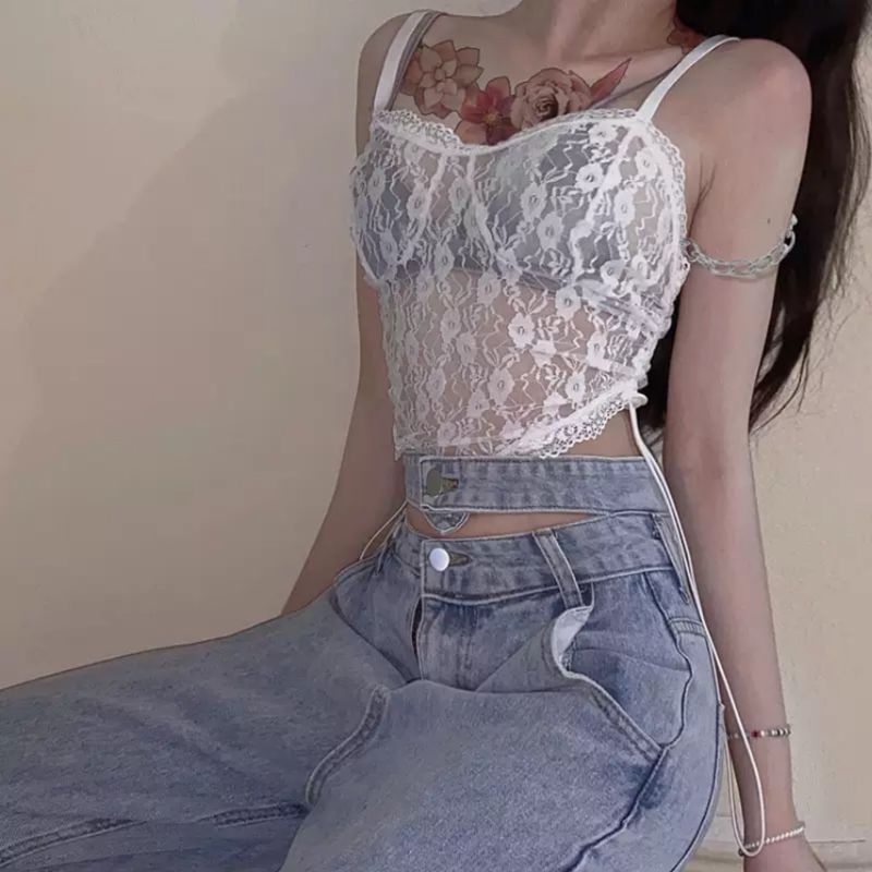 ÁO CROPTOP HAI DÂY SEXY PHONG CÁCH EGIRLS / CORSET HAI DÂY REN / ÁO REN SEXY NỮ