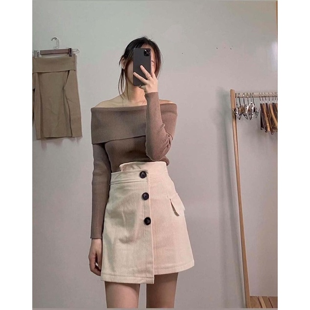 Áo trễ vai len tăm đẹp tiểu thư